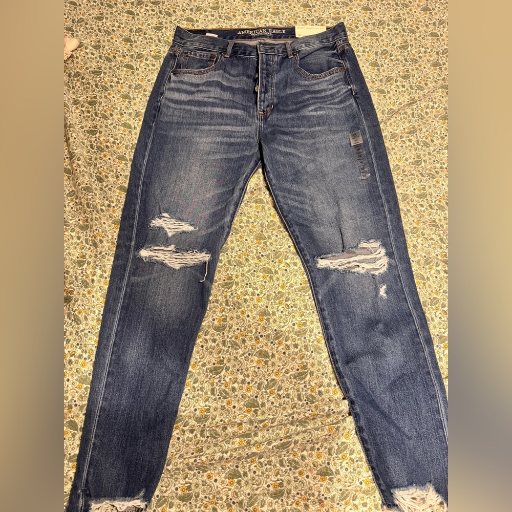American Eagle Outfitters Size 10 Women's Ripped Jeans “Hi-Rise Girlfriend”
